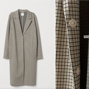 Beige/checked Straight-cut Coat